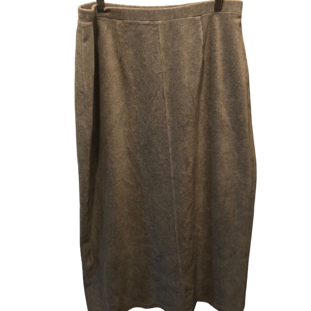 J.Jill Soft Velour Ribbed Maxi Pull On Skirt Gray Size L Stretch Casual Career